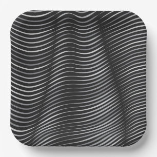 Optische Illusion in Schwarz und Silber Pappteller