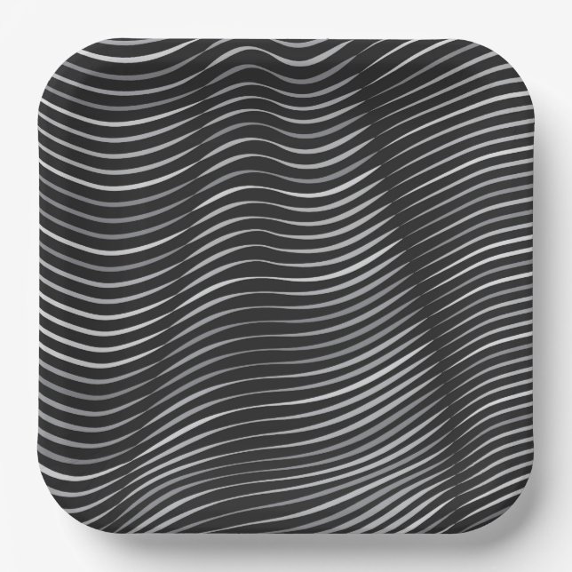 Optische Illusion in Schwarz und Silber Pappteller (Vorderseite)