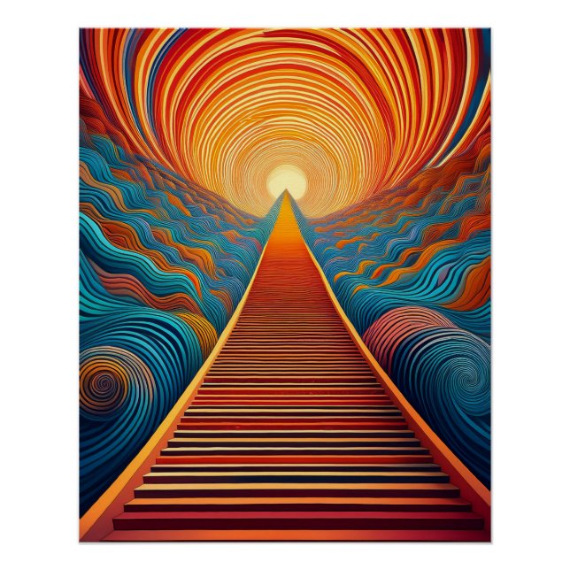 Optische Illusion Kunst - Lebhafter endloser Pfad Poster (Vorderseite)