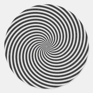 Optische Illusion mit schwarzem und weißem Swirn Runder Aufkleber