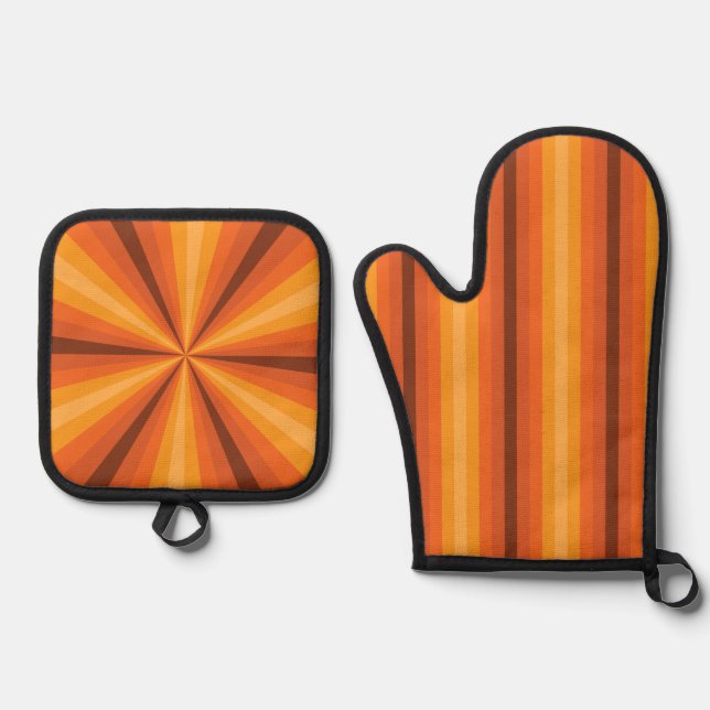 Optische Illusion Orange Ofenhandschuh & Topflappen-Set (Vorderseite)