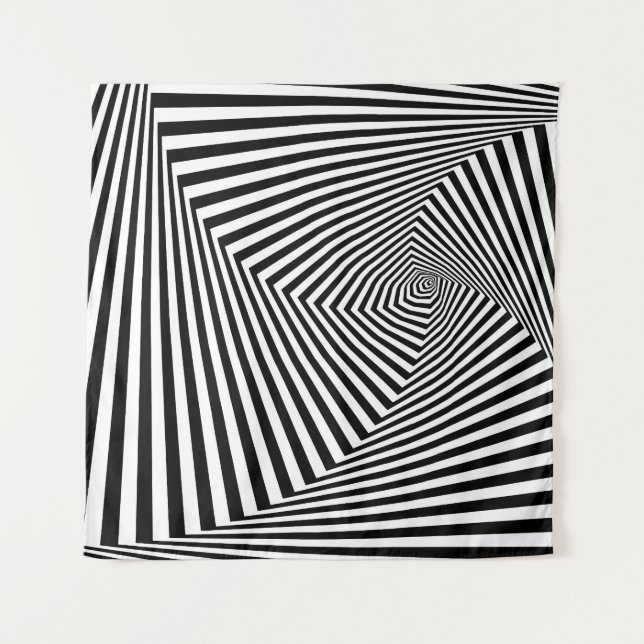 Optische Illusion: Striptes geometrisches Abstrakt Wandteppich (Vorderseite)