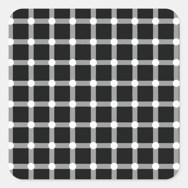 Optische Illusion Verschwinden schwarzer Punkte Quadratischer Aufkleber (Vorderseite)