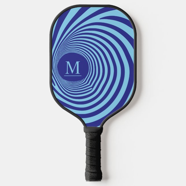 Optische Illusion Vortex Monogram Blue Shades Pickleball Schläger (Vorderseite)