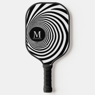 Optische Illusion Vortex Monogramm Schwarz/Weiß Pickleball Schläger