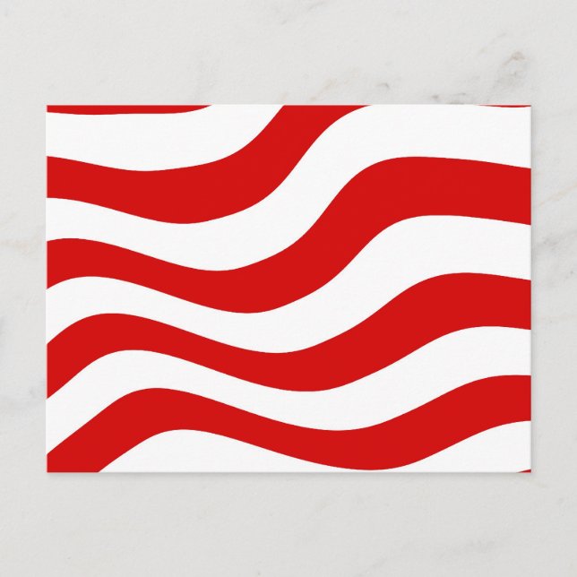 Optische Illusion: Zany Wavy Rot und Weiße Streife Postkarte (Vorderseite)