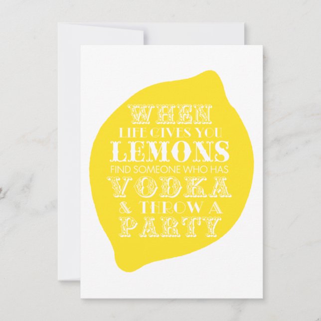 Optische Karte| Thema Lemon Party Einladung (Vorderseite)