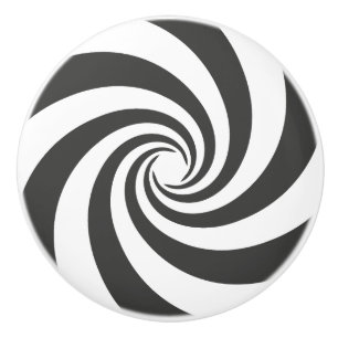 Optische Täuschung Spirallogo. Schwarz rund Keramikknauf