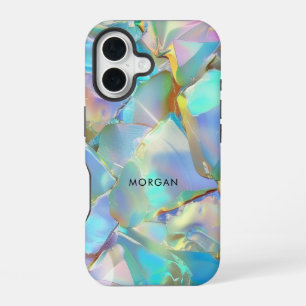 Optischer Hintergrund und schwarzer Name iPhone 16 Hülle