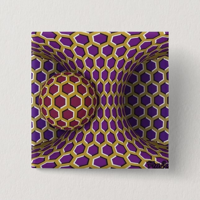 Optischer Illusionstrick Zeichnend Drehbewegung Button (Vorderseite)
