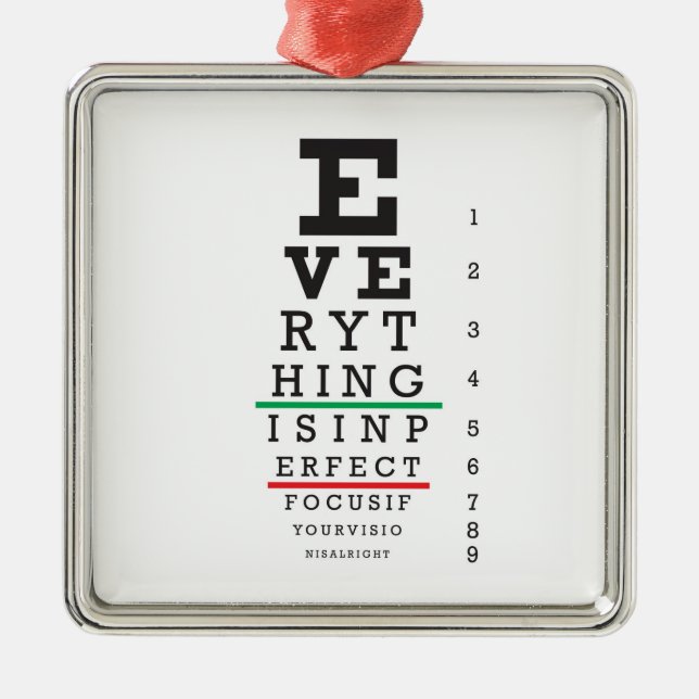 Optometrie-Augen-Diagramm-Illustration Silbernes Ornament (Vorne)