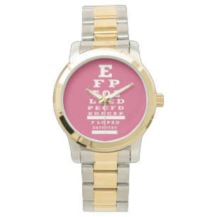 Optometriker-Augen-Diagramm-Uhr-Rosa Armbanduhr