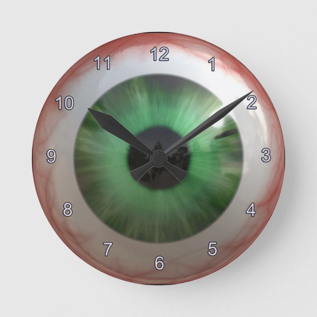 Optometriker-Augenarzt-gespenstische Spaß-grünes Runde Wanduhr (Vorderseite)