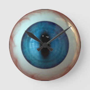 Optometriker-Augenarzt-sonderbare Spaß-blaues Runde Wanduhr