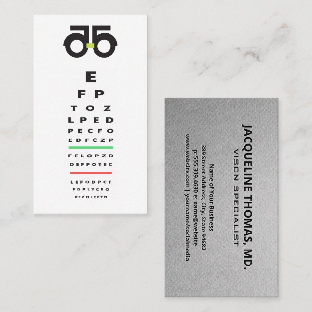 Optometriker | Augenuntersuchung Terminkarte (Vorne/Hinten)