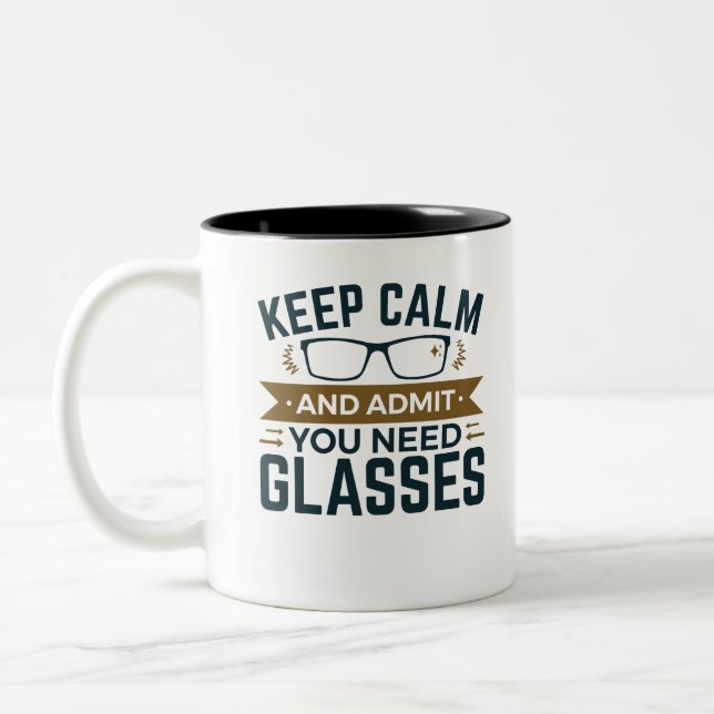 Optometriker Behalte beruhigend zu, dass man Brill Zweifarbige Tasse (Links)