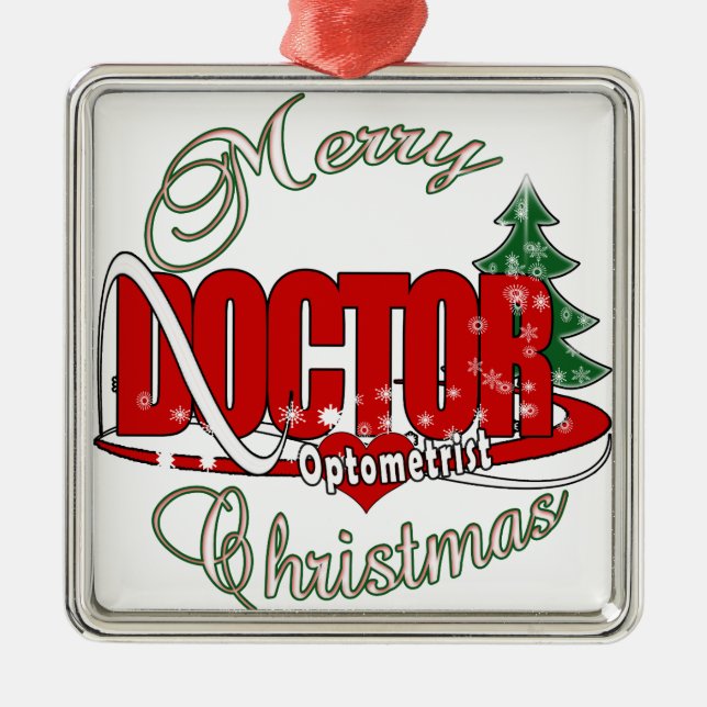 OPTOMETRIKER-DOKTOR FROHE WEIHNACHTEN SILBERNES ORNAMENT (Vorne)