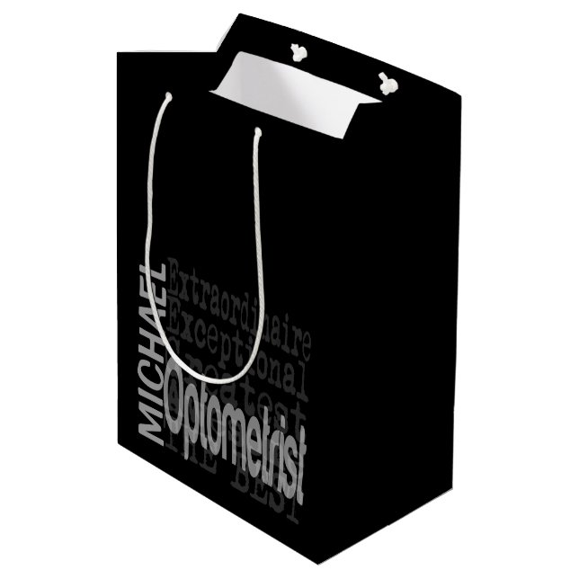Optometriker Extraordinaire CUSTOM Mittlere Geschenktüte (Rückseite Schrägansicht)