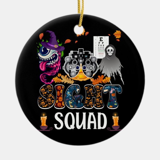 Optometriker Halloween Sight Squad Hexenkürbis Op Keramik Ornament (Vorne)