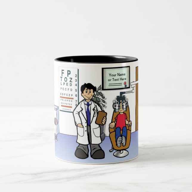 Optometriker - Männlicher Cartoon von PrintedPerfe Zweifarbige Tasse (Mittel)