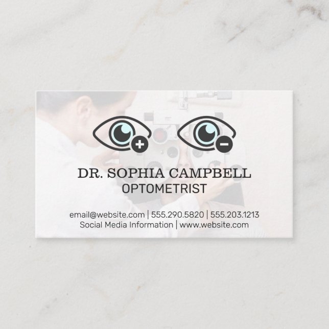 Optometriker | Phoropter | Symbol für Augenmessung Visitenkarte (Vorderseite)