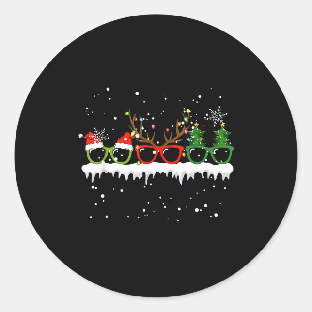 Optometrist Christmas Tree Gles Costume Santa Opto Runder Aufkleber (Vorderseite)