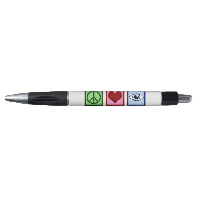 Optometristen Peace Liebe Optometrie Blauer Augena Kugelschreiber (Vorderseite)