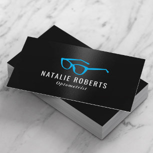 Optometristin Augenarzt Blaubrille Modernes Schwar Visitenkarte