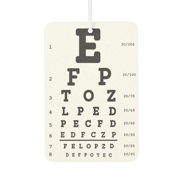 Optometry Eye Chart Air Freshener Autolufterfrischer (Vorderseite)