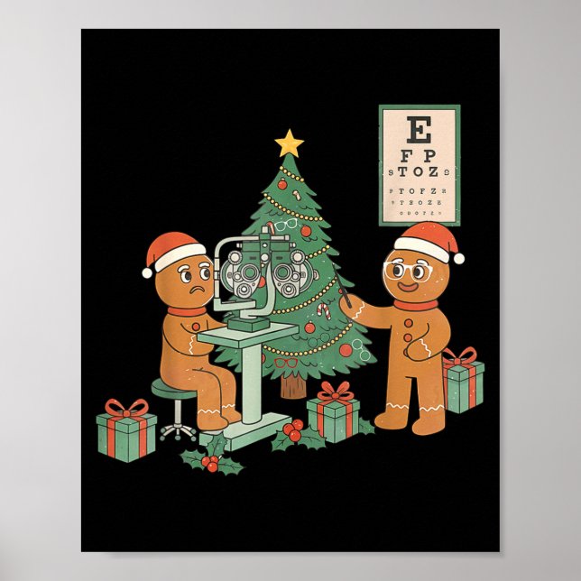 Optometry Gingerbread Christmas Optician Sight Squ Poster (Vorne)