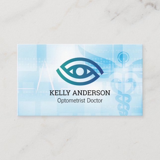 Optometry Stylized Eye Logo | Medical Doctor Visitenkarte (Vorderseite)