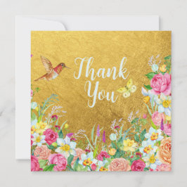 Opulence Gold Floral Hummingbird Dankeskarte