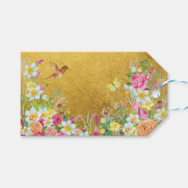 Opulence Gold Floral Hummingbird Geschenkanhänger