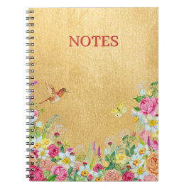 Opulence Gold Floral Hummingbird Notizblock