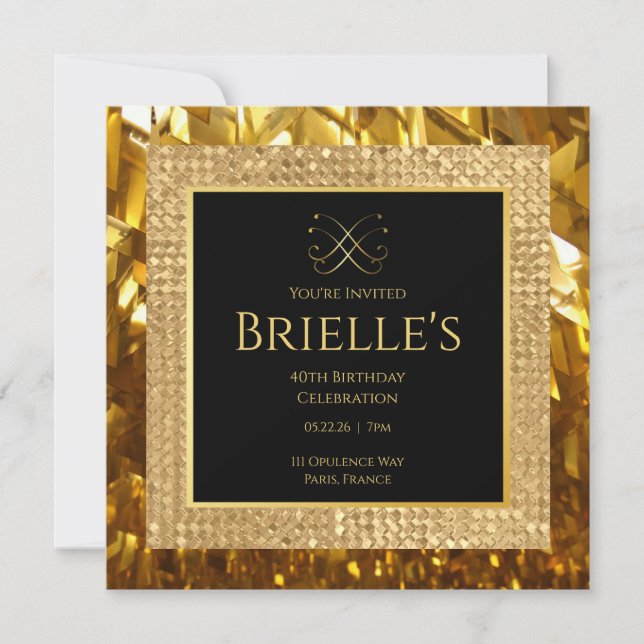 Opulence Minivites Gold Birthday Invitation  (Vorderseite)