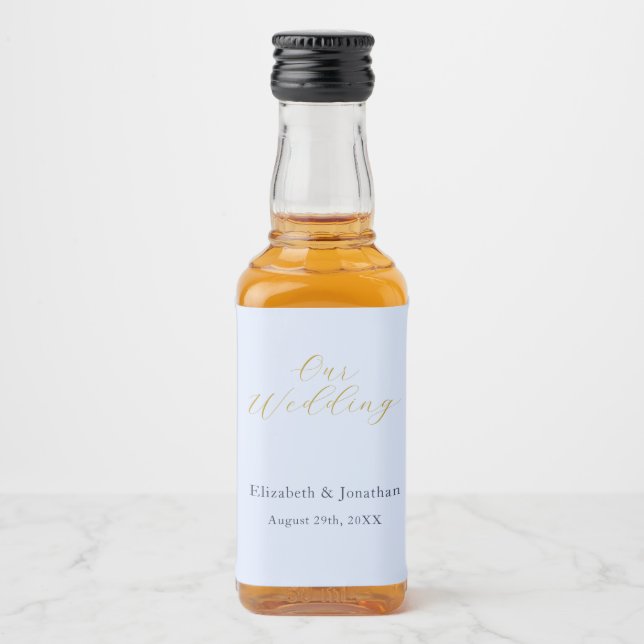 Opulent Blue Wedding Alkoholflaschenetikett (Vorderseite)