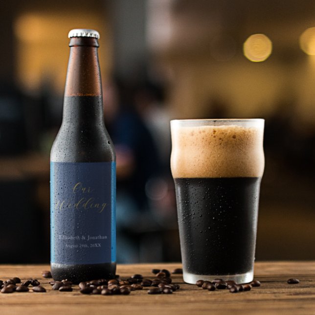 Opulent Blue Wedding Bierflaschenetikett (Von Creator hochgeladen)