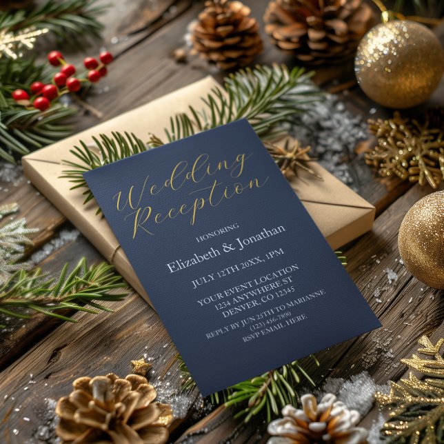 Opulent Blue Wedding Reception Einladung (Von Creator hochgeladen)