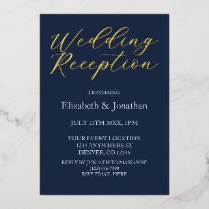 Opulent Blue Wedding Reception Folieneinladung