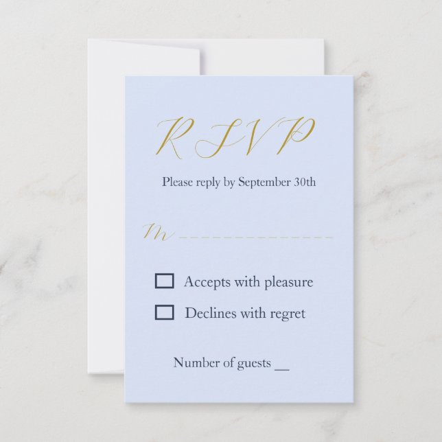 Opulent Blue Wedding RSVP Karte (Vorderseite)