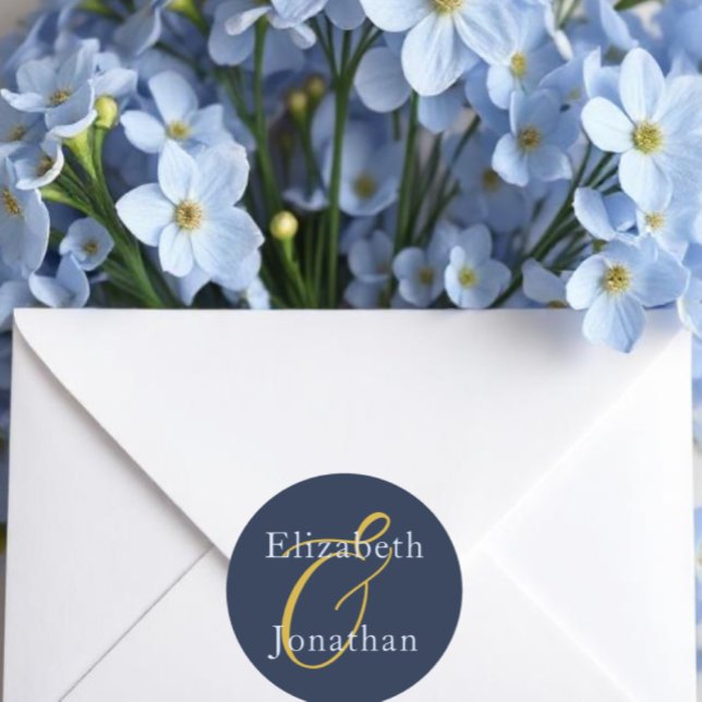 Opulent Blue Wedding Runder Aufkleber (Von Creator hochgeladen)