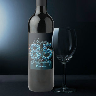 Opulent Chic Sapphire Blue und Black 85. Geburtsta Weinetikett