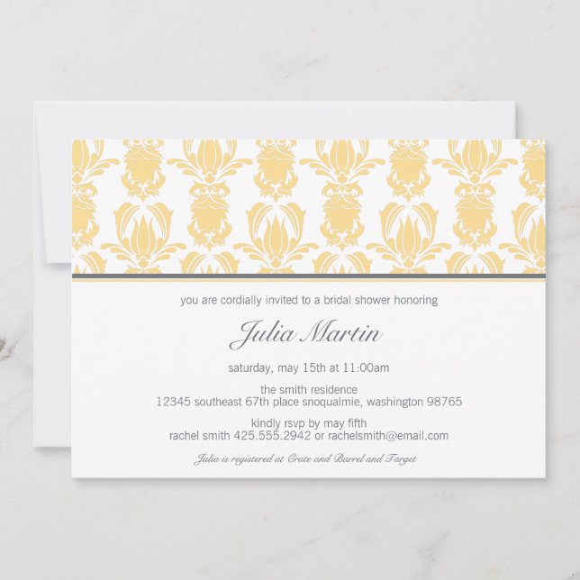 Opulent Damask Einladung (Dusche oder Party) (Vorderseite)