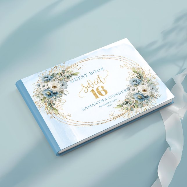Opulent Dusty Blue Gold Sweet 16th Guest Book Gästebuch (Opulent Dusty Blue Gold Sweet 16th Guest Book)