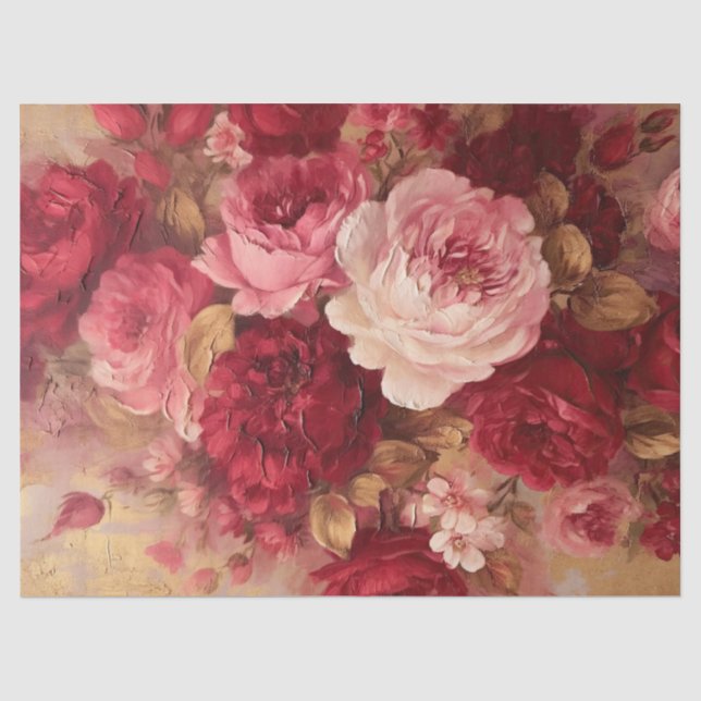 Opulent erröten und weinrot Englische Rose Gold Seidenpapier (Vorderseite)