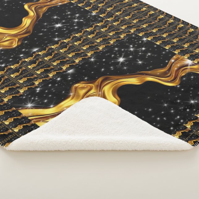 Opulent Galaxy Stream Liquid Gold Black Monochrome Sherpadecke (3/4)