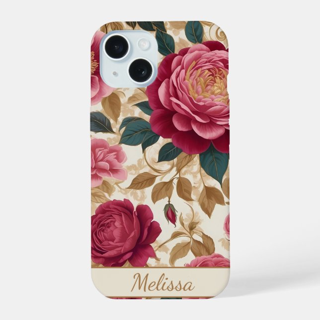 Opulent Garden Rose iPhone 15 Hülle (Rückseite)