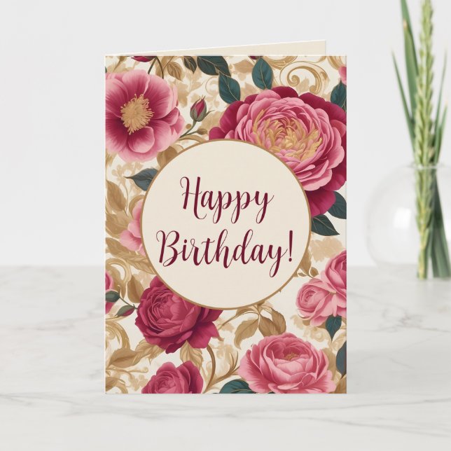 Opulent Garden Rose Karte (Vorderseite)