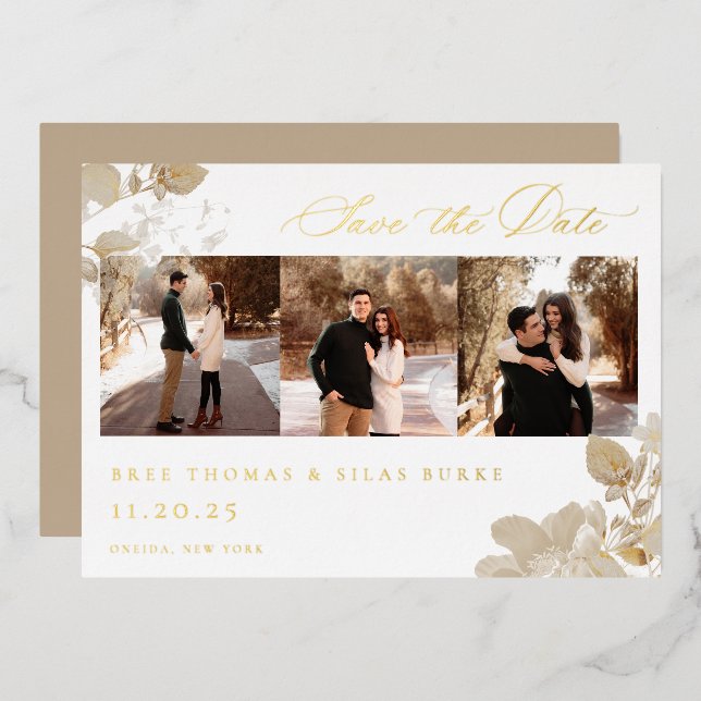 Opulent Gilded Garden Foto Save the Date Folieneinladung (Vorderseite/Rückseite)