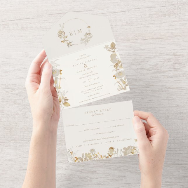 Opulent Gilded Garden Wedding All In One Einladung (Abreißen)